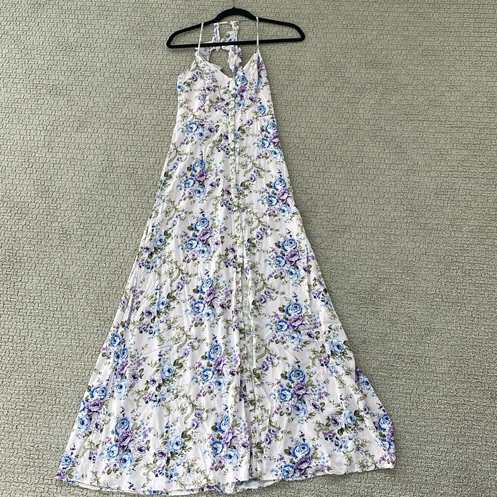 Forever 21 Floral maxi dress, light link and blue size M medium